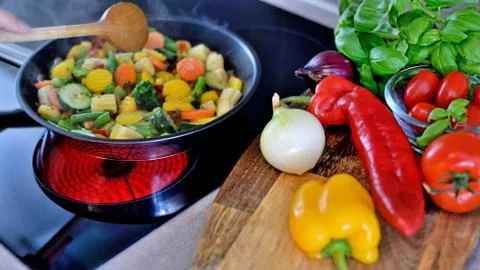 Vegetables in a pan. Stock Photos