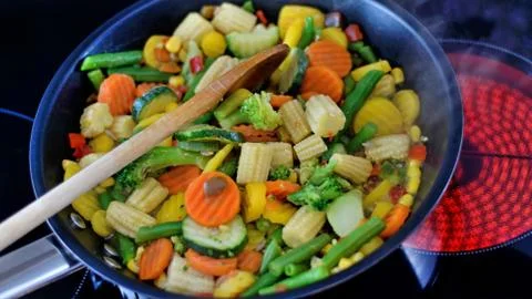 Vegetables in a pan. Stock Photos