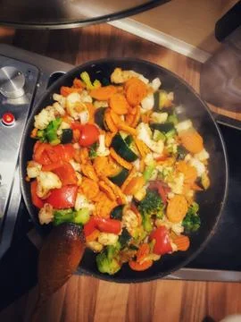 Vegetables in a Pan 스톡 사진