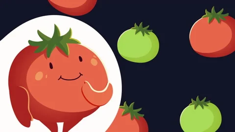 Vegetables pattern and tomato character Stock Footage 157116503