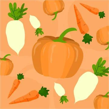 Vegetables Pattern Background Vector Illustrazione stock