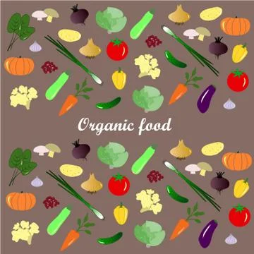 Vegetables pattern on brown background Illustrazione stock