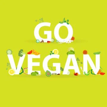Vegetables pattern with an inscription go vegan, for web and print decoration Stock Illustration