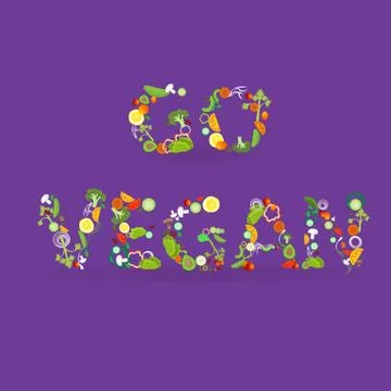 Vegetables pattern with an inscription go vegan, for web and print decoration Stock Illustration