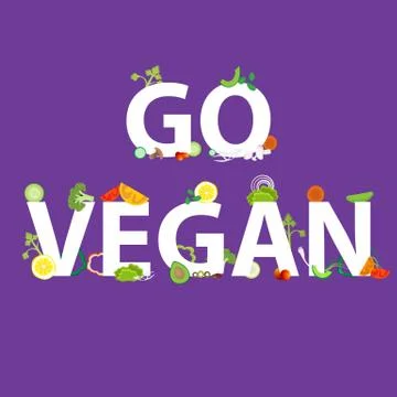 Vegetables pattern with an inscription go vegan, for web and print decoration Stock Illustration