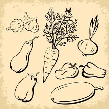Vegetables Pictograms Set Stock Illustration
