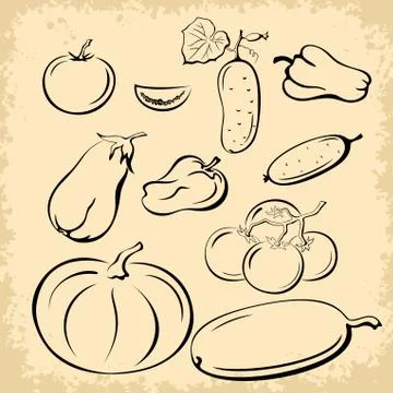 Vegetables Pictograms Set Illustrazione stock