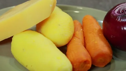 Vegetables on a plate Video stock 144639073
