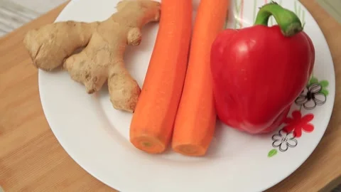 VEGETABLES IN A PLATE Stock Footage 155411773