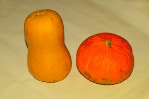 Vegetables Pumpkin on a yellow table Stock Photos