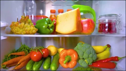 Vegetables in a refrigerator  Video stock 305245633