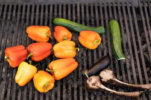 Vegetables roasted grilled Stock Photos