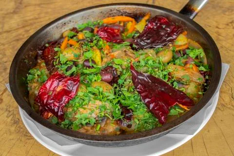 Vegetables roasted on a pan. Stock Photos