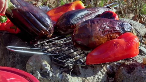 Vegetables Roasting On a Grill Stockbeeldmateriaal 166447469