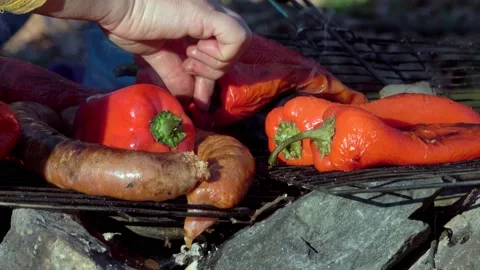 Vegetables Roasting On a Grill 스톡 동영상 166447499