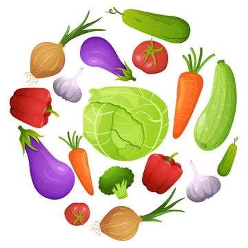 Vegetables round composition Stock Illustration