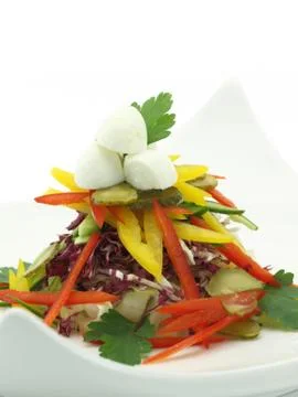 Vegetables salad with mozzarella Stock Photos