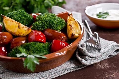 Vegetables with sausage Foto stock