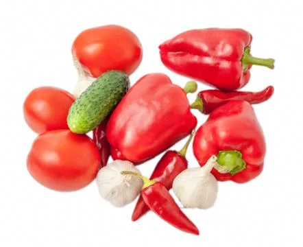 Vegetables scattered on the white background Stock Photos