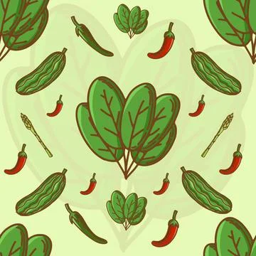 Vegetables Seamless Pattern Background Stock Illustration