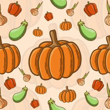 Vegetables Seamless Pattern Background Stock Illustration