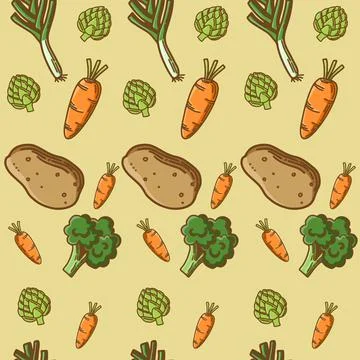Vegetables Seamless Pattern Background Stock Illustration