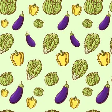 Vegetables Seamless Pattern Background Stock Illustration