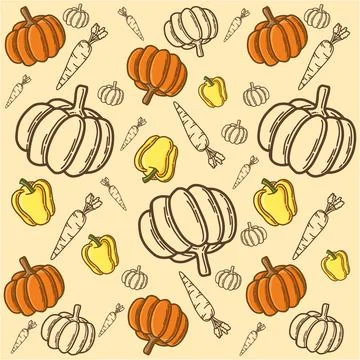 Vegetables Seamless Pattern Background Stock Illustration