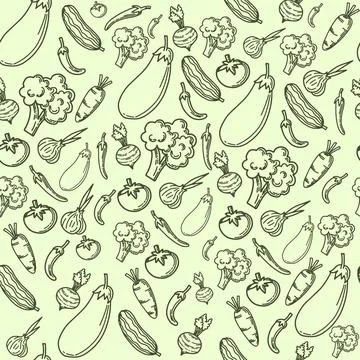 Vegetables Seamless Pattern Background Stock Illustration