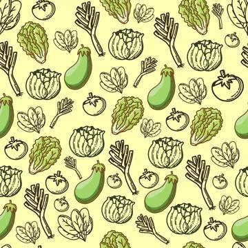 Vegetables Seamless Pattern Background Stock Illustration