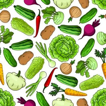 Vegetables seamless pattern for farming design Stock Illustration