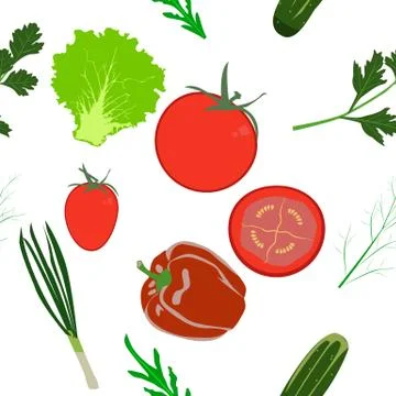 Vegetables seamless pattern flat design illustration Stock Illustration