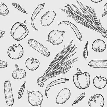 Vegetables seamless pattern Stock Illustration