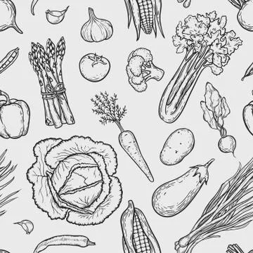 Vegetables seamless pattern Stock Illustration