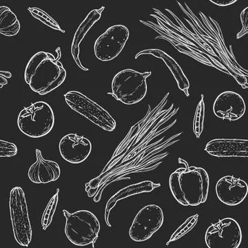 Vegetables seamless pattern Stock Illustration