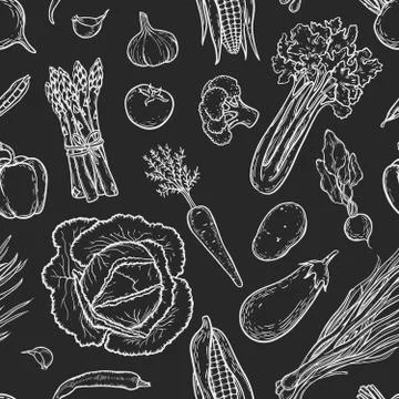 Vegetables seamless pattern Stock Illustration