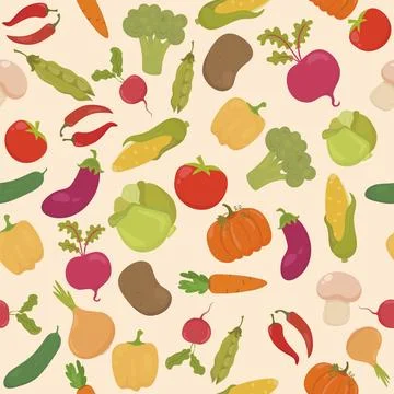 Vegetables seamless  pattern in vector Stock Illustration