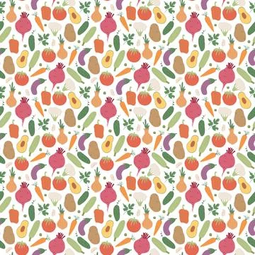 Vegetables seamless pattern. Vegetarian healthy bio food background, Vegan or Stockillustratie