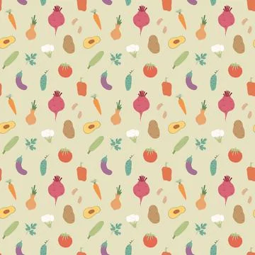 Vegetables seamless pattern. Vegetarian healthy bio food background, Vegan or Stockillustratie