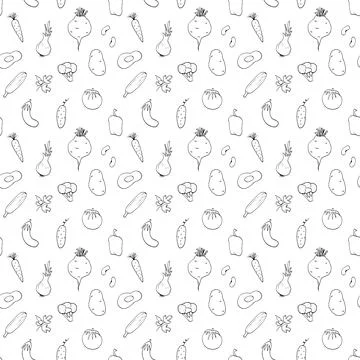 Vegetables seamless pattern. Vegetarian healthy bio food background, Vegan or Stockillustratie