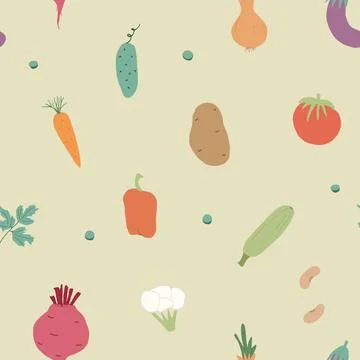Vegetables seamless pattern. Vegetarian healthy bio food background, Vegan or Illustrazione stock