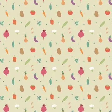 Vegetables seamless pattern. Vegetarian healthy bio food background, Vegan or Stock Illustration