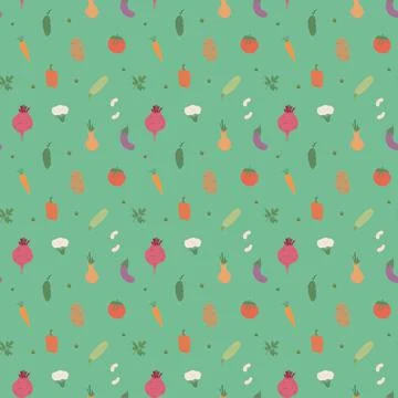 Vegetables seamless pattern. Vegetarian healthy bio food background, Vegan or 스톡 일러스트