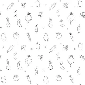 Vegetables seamless pattern. Vegetarian healthy bio food background, Vegan or Stockillustratie