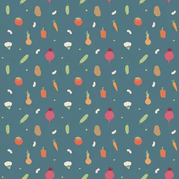 Vegetables seamless pattern. Vegetarian healthy bio food background, Vegan or Illustrazione stock