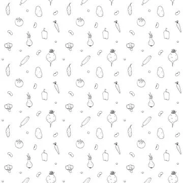 Vegetables seamless pattern. Vegetarian healthy bio food background, Vegan or Illustrazione stock