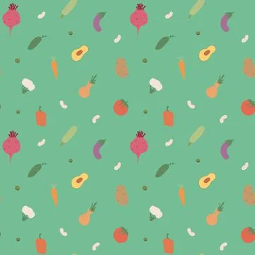 Vegetables seamless pattern. Vegetarian healthy bio food background, Vegan or Stockillustratie