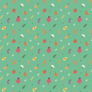 Vegetables seamless pattern. Vegetarian healthy bio food background, Vegan or Illustrazione stock