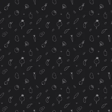 Vegetables seamless pattern. Vegetarian healthy bio food background, Vegan or Stockillustratie