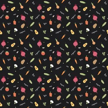 Vegetables seamless pattern. Vegetarian healthy bio food background, Vegan or Stock Illustration